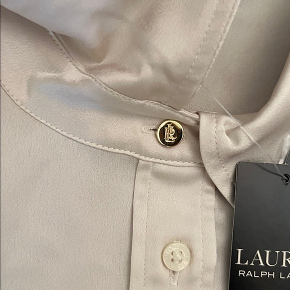 NWT Lauren Ralph Lauren Classic Fit Satin Charmeuse Shirt - Picture 5 of 11